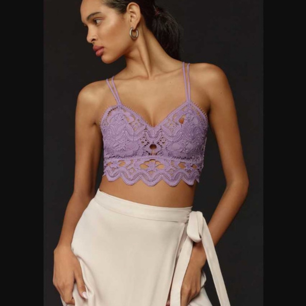 Anthropologie Purple Lace Top